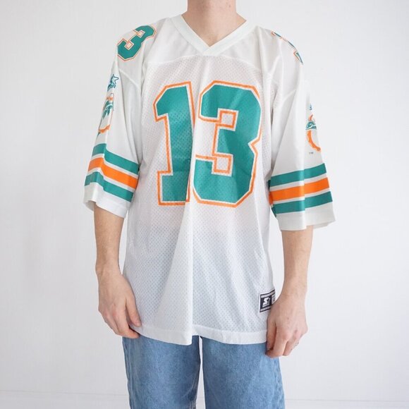VTG '95 Starter Miami Dolphins Dan Marino #13 White Teal NFL Football Jersey 46M - Picture 1 of 11